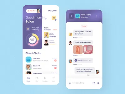 Project Manager App agency app design app designer chat ios manager minimal mobile orix project project manager project managment sajon team app team chat team meeting trend trending ui designer visual designer