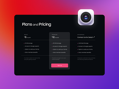 Cloud Storage Pricing black column dailyui dark glassmorphism plan price pricing product design storage table webdesign
