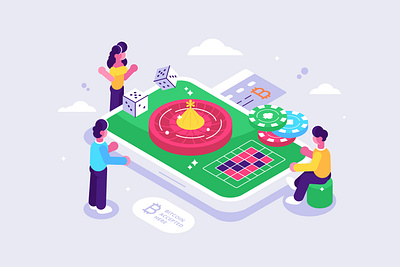 online casino accept bitcoin 3d accepted art bitcoin bones card casino character chips design flat huge illustration isometric isometry online phone poker vector