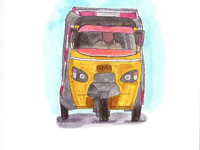 TukTuk drawing illustration tuktuk watercolor watercolour