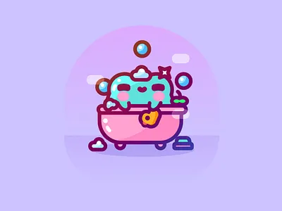 Self-care Sunday animal character cute design frog icon illustration illustrator kawaii selfcare vector