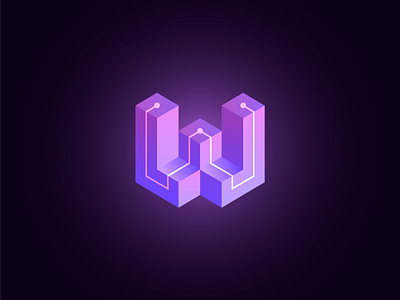 Logo for Web3 educational platform 3d blockchain blocks crypto cubism education gradient learn nft progressive safely securely space study tech technology w web3 wordmark