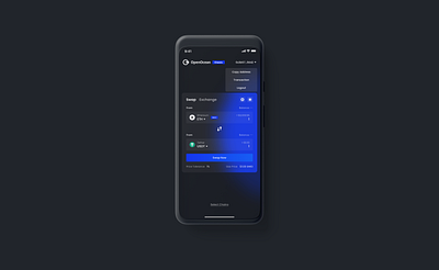 OpenOcean Classic Mobile - Blockchain DeFi SWAP app bitcoin blockchain branding btc crypto currency dashboard defi exchange landingpage minimal minimalist swap ui ux wallet