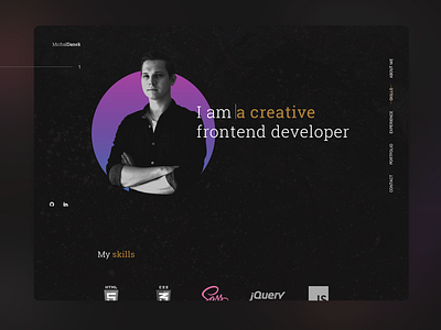 Frontend developer portfolio code website dark mode frontend developer frontend development frontend portfolio frontend website gradient gradients portfolio portfolio website ui design ui designs ui gradient vertical menu vertical navigation webdesign