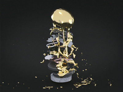 Golden Sauce - Luxury Burguer 3dart animation burguer c4d fluid food golden motion motiondesign octane realflow retro simulation sound splash