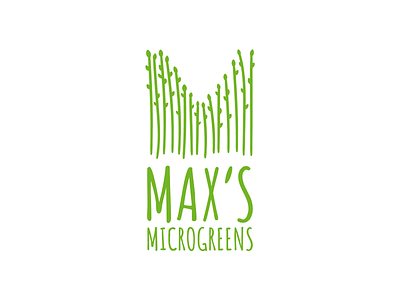 Microgreen farmer logo dish eco farm food garnish green greens grow health logo m letter max microgreen nutrient plant salad seed technology wordmark