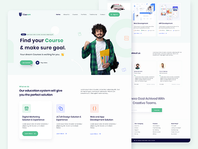 Clasrom : Education Landing Page 👍 2021 trend clean concept creative design ecommerce education flat interface minimal simple ui design uiux design user experience user interface ux design visual design web web template website design