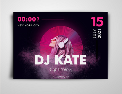 DJ party banner colors design girl graphick music night party powder ui