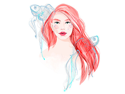 Portrait 2 beauty character digital illustration fashion illustration female fish glamour illustration