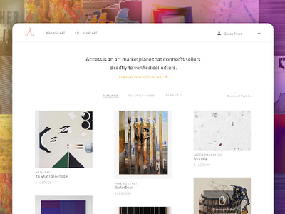 Marketplace for art collectors art art collection art seller art work art world branding desktop app landing page marketing page marketplace ui