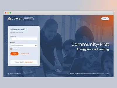 COMET - Sign In Screen UI branding dashboad design energy interaction login minimal sign in ui ux
