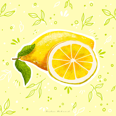 When life gives you lemons adobe photoshop citrus digital digital art digital illustration digitalart food illustration food illustrator fruit fruit illustration green illustrated food illustration illustrator leaves lemon lemon illustration refreshing yellow yellowish