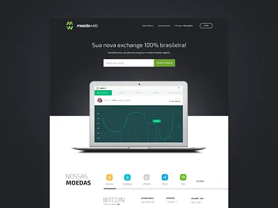 Moedaweb coin cripto desktop landing page ui ux