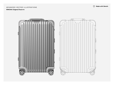 Rimowa Original Check-In – Advanced Vector Illustrations advanced branding design illustrations minimal product realistic rimowa scandinavian design sketch