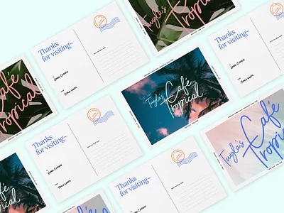 Tropical Postcard Designs (Schitt's Creek) brand identity pastel color postcards print design tropical