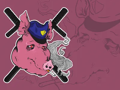 Ham Squad - Police characterdesign illustration illustrator satirical vector vector illustration vectorart