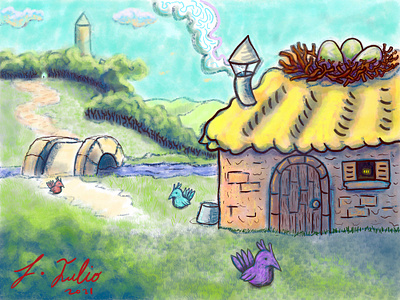 Concept art 1 concept art house illustration krita raster illustration