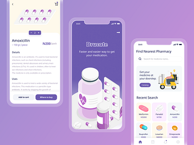 Drucate Cover app design illustration mobile app design pharmaceuticals ui ux