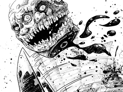 Diego Ridao Lovecraftober Inktober 2020 09 Slaaaaash comic cthulhu diego ridao digital horror horror art illustration ink ridao