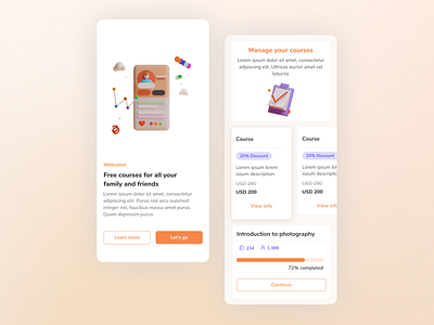 Courses UI App app ui design education app figma figmadesign mobile app ui ui design ui inspiration uidesign userinterface uxui