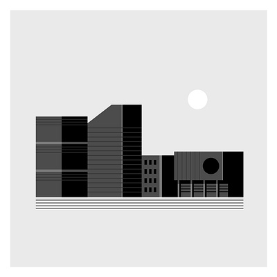 BLACK BUILDING architecture black block box building editorial icon illustration line minimal nft vector