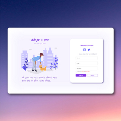 Sign Up page layout uidesign