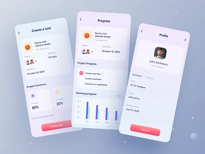 Jeltasko Task Management Application Screens II animation clean ui design gif glassmorphism online task task management task management app tasks typography user experience design