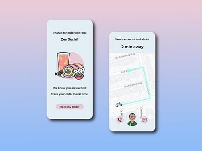 Location Tracker 020 app cute dailyui dailyuichallenge delivery design food illustration illustrator location location app location tracker minimal mobile order ui