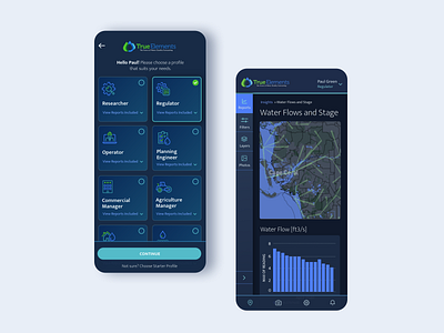 Water Quality App blue blue ui dark theme dark ui mobile app responsive design ui design water water app