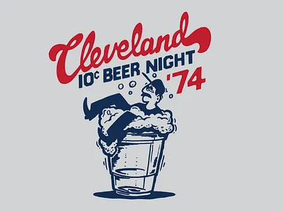 10 Cent Beer Night 70s beer branding character cleveland design illustration logo mascot retro screen print vintage