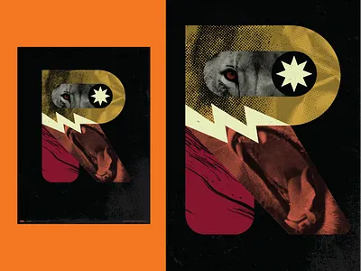Poster 832 collage design everyday graphic illustration letter letter r lion make something everyday poster r roar type typography