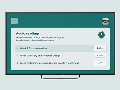 Audio courses - TV app animation app app design apple audio audiobooks design education motion prototype tv tv app tvos ui uiux ux
