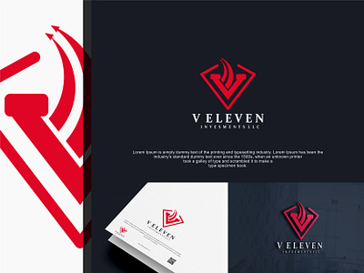 V ELEVEN INVESMENT abstract business company concept design element finance financial graphic icon illustration investment isolated logo modern money sign symbol template vector