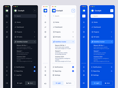 Sidebar Navigation - Light & Dark app concept dark dark ui design design system figma icons light light ui menu nav navigation sidebar sidebar navigation ui ui design ux website