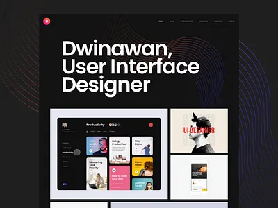 My Personal Website - New Hero Section bold curve dark mode design hero section landing page line portfolio showcase typography ui ux website