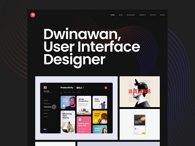 My Personal Website - New Hero Section bold curve dark mode design hero section landing page line portfolio showcase typography ui ux website