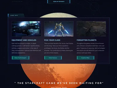 Another piece of the SCU website futuristic mmorpg sci fi starcraft web design website