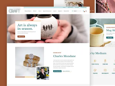Online Art Store art crafts custom art design ecommerce online store pottery shop ui web design website woodworking
