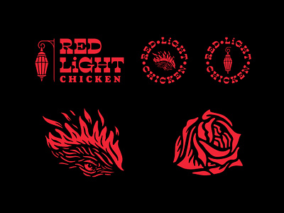 Red Light Chicken - Brand Assets brand identity branding chicken joint fried chicken growcase logo logo design logotype red light chicken red light district restaurant tulsa oklahoma