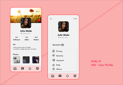 006-User Profile adobe app art branding daily 100 challenge dailyui dailyuichallenge design ui web