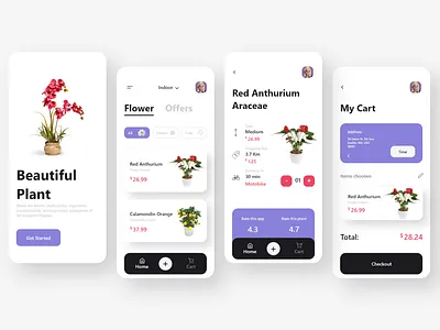 Plant App Design adobe xd android app app design design icon minimal ui uidesign uidesigner uiux ux uxdesign uxdesigner