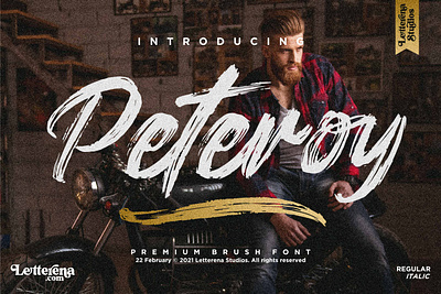 Peteroy - Premium Brush Font apparel font branding design font font design fonts icon illustration lettering logo script font typography ui