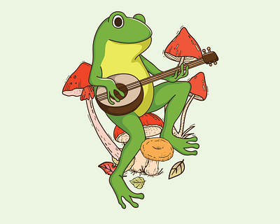 Frog Playing Banjo amazon business design designer drawing free illustration t shirt t shirt design