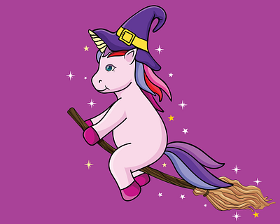 Unicorn Witch Halloween amazon business design designer drawing free illustration logo t shirt t shirt design
