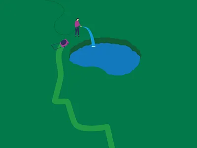 Refill Your Mind brain garden head illustration mind pool refill research