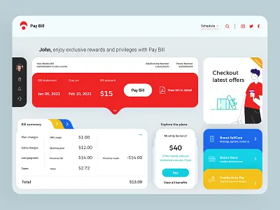 Bill Dashboard app banking bill card clean dashboard dashboard ui digital fintech ipad money payment tablet transaction ui uidesign ux ux design uxui wallet