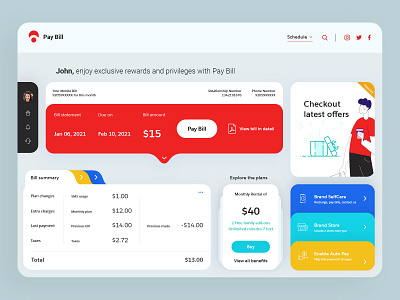 Bill Dashboard app banking bill card clean dashboard dashboard ui digital fintech ipad money payment tablet transaction ui uidesign ux ux design uxui wallet