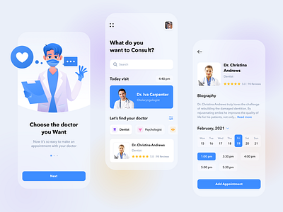 Healthcare App 2021 design 2021 trend app apple blue design doctor doctor app illustration ios lviv medicine mobile onboarding onboarding ui top trend ui ukraine ux