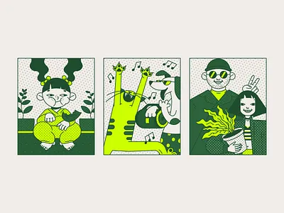 illustration set for Rooted animal character child design icon illustration leon pet plants ui ux vector