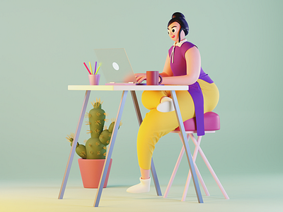 Study: Yellow and Blue 3d 3d art 3d illustration 3d objects blender blender3d blendercycles illustration minimal minimalist studying illustration